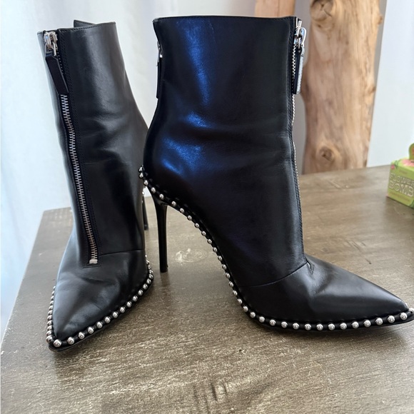 Alexander Wang Black Studded Leather Ankle Boots - Picture 5 of 6
